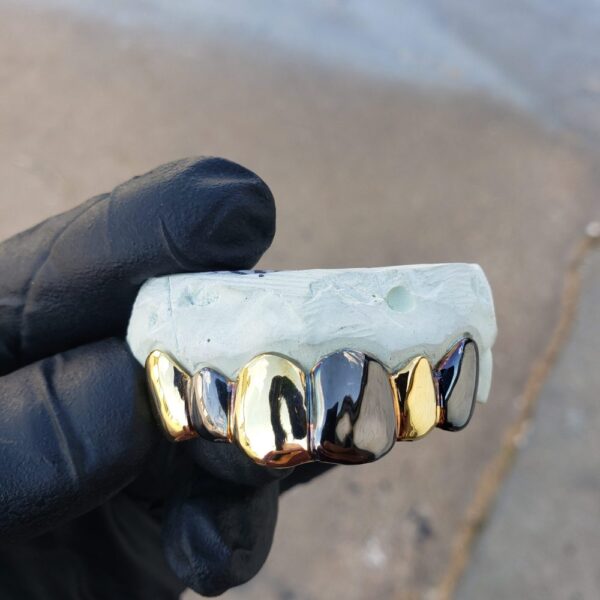 Two Tone Black and Yellow Gold Solid Grillz 2 - GotGrillz