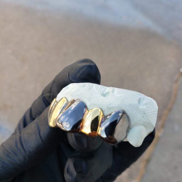 Two Tone Black and Yellow Gold Solid Grillz 3 - GotGrillz