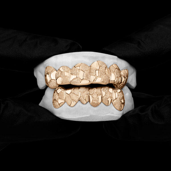 Yellow Gold Nugget Cut Grillz