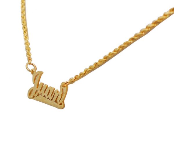 Yellow Gold Custom Personalized Diamond Cut Cursive Nameplate Pendant with Rope Chain - GotGrillz