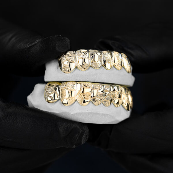 Yellow Gold Nugget Cut Grillz