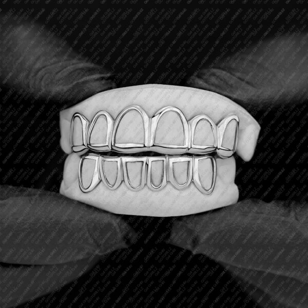 White Gold Classic Polished Open Face Grillz - GotGrillz