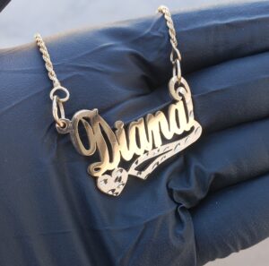 name necklace with rope chain