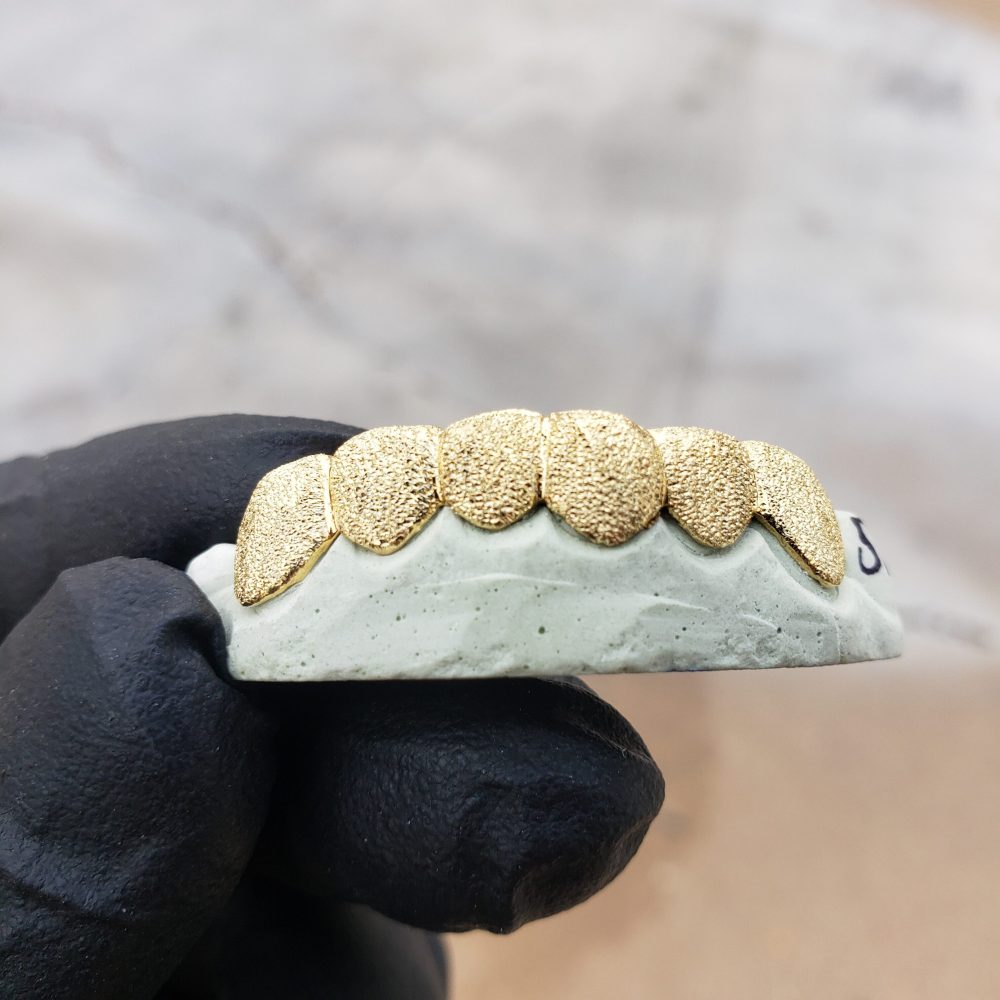 Yellow Gold Full Diamond Dust Grillz Get Custom Fit Grillz