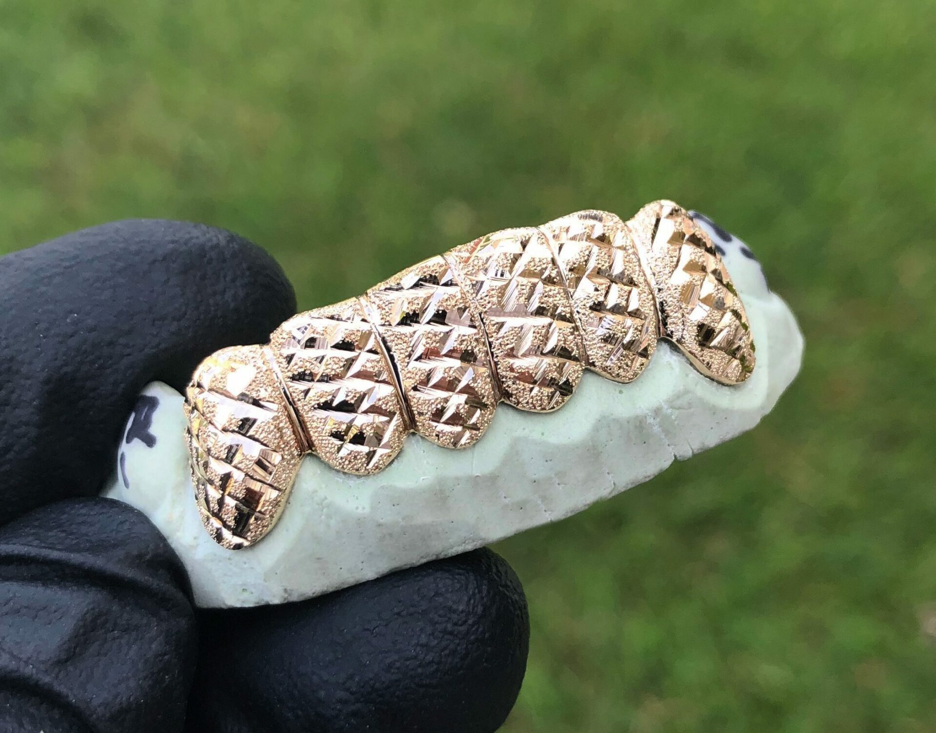 Yellow Gold Full Diamond Dust Cut Grillz GotGrillz