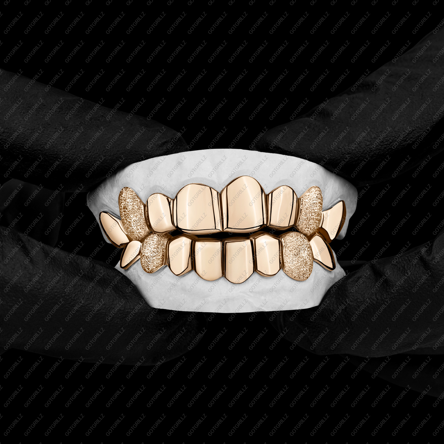 Yellow Gold K9 Fangs Diamond Dust Grillz GotGrillz
