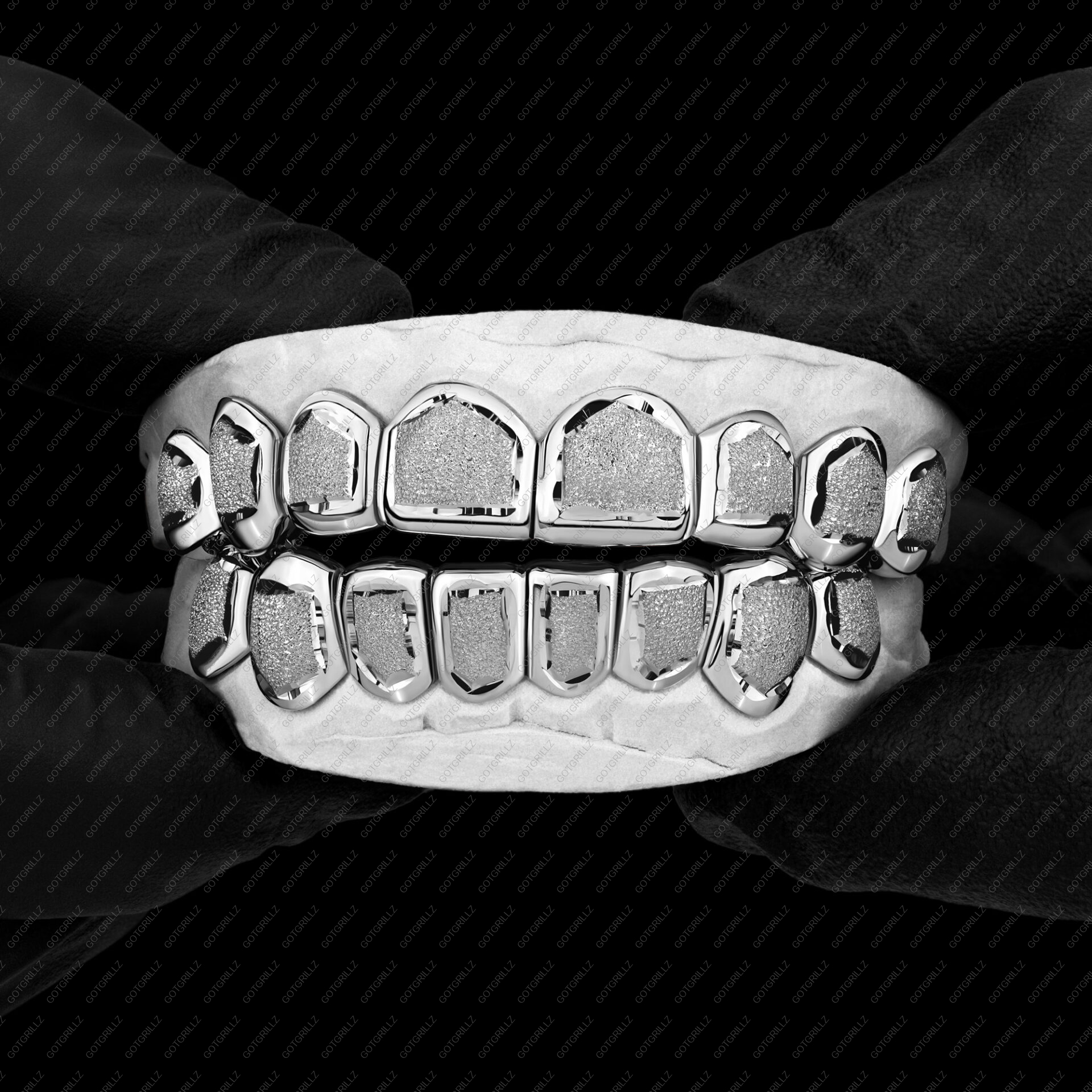 White Gold Diamond Dust Punchout Grillz Got Grillz