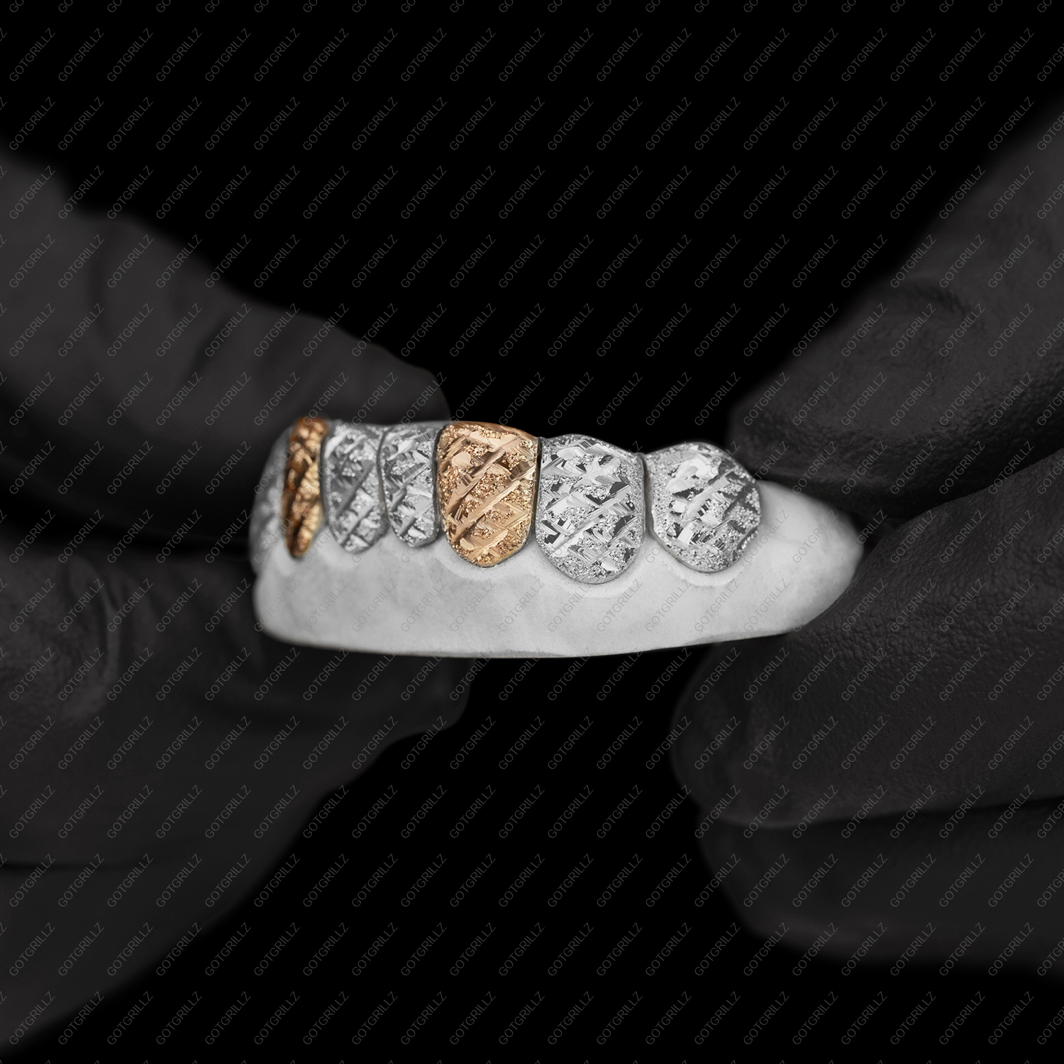Yellow Gold Full Diamond Dust Cut Grillz GotGrillz